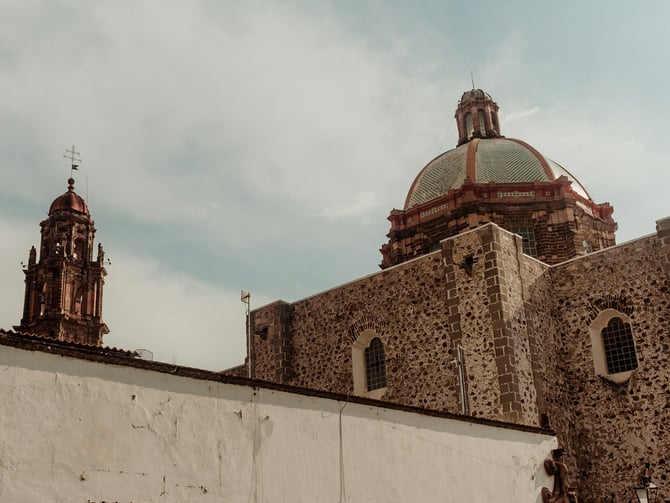 Zapopan basilica dome and stone church architecture